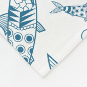 ポルトガル語リスボンイワシ模様アズレヨス白 フリースブランケット (角)