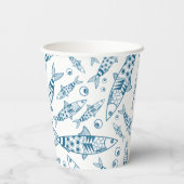 ポルトガル語リスボンイワシ模様アズレヨス白 紙コップ (裏面)