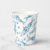 ポルトガル語リスボンイワシ模様アズレヨス白 紙コップ (左)