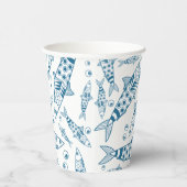 ポルトガル語リスボンイワシ模様アズレヨス白 紙コップ (右)