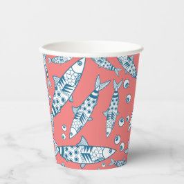 ポルトガル語リスボンサーディンパターンアズレジョスピンク 紙コップ
