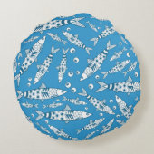 ポルトガル語リスボンサーディンパターンアズレジョスブルー ラウンドクッション (裏面)