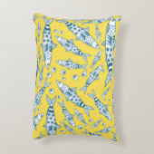 ポルトガル語リスボンサーディンパターンアズレジョス黄色 アクセントクッション (裏面(縦))