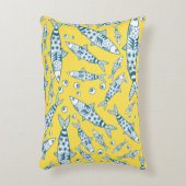 ポルトガル語リスボンサーディンパターンアズレジョス黄色 アクセントクッション (正面(垂直))