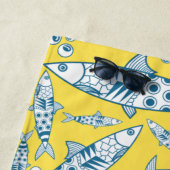 ポルトガル語リスボンサーディンパターンアズレジョス黄色 ビーチタオル (インサイチュ)