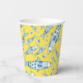 ポルトガル語リスボンサーディンパターンアズレジョス黄色 紙コップ (裏面)
