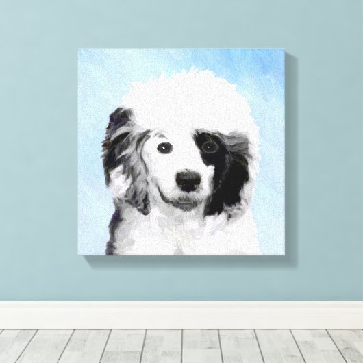 ポルトガル語絵画ウォータードッグ – Dog Art キャンバスプリント (インサイチュ (ウッドフロア))