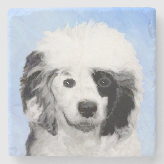 ポルトガル語絵画ウォータードッグ – Dog Art ストーンコースター (正面)