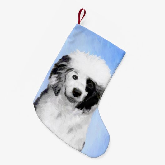 ポルトガル語絵画ウォータードッグ – Dog Art スモールクリスマスストッキング (正面 (吊り時))