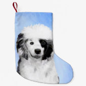 ポルトガル語絵画ウォータードッグ – Dog Art スモールクリスマスストッキング (正面)