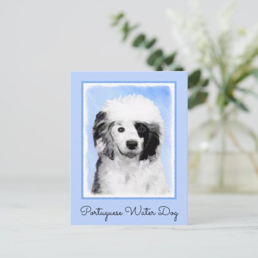ポルトガル語絵画ウォータードッグ – Dog Art ポストカード (スタンド正面)