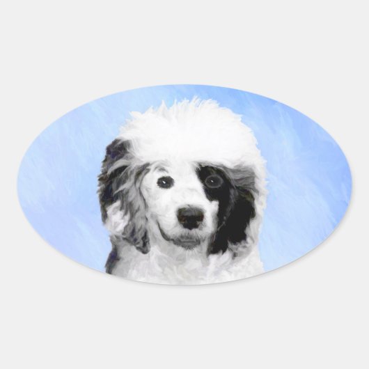 ポルトガル語絵画ウォータードッグ – Dog Art 楕円形シール (正面)