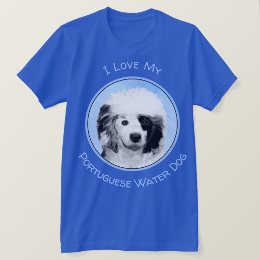 ポルトガル語絵画ウォータードッグ – Dog Art Tシャツ (デザイン正面)