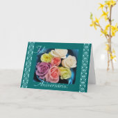 ポルトガル語: パラオキシ安息香酸エステル! 誕生日のバラおよびレース カード (黄色い花)