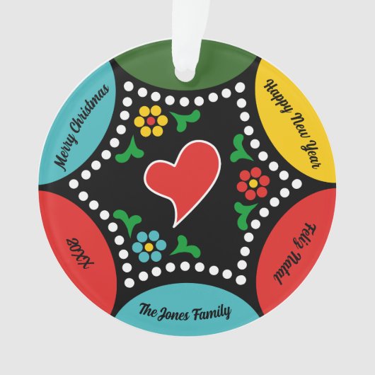 ポルトガル語（心）のクリスマスパーティーとギフト オーナメント (正面)