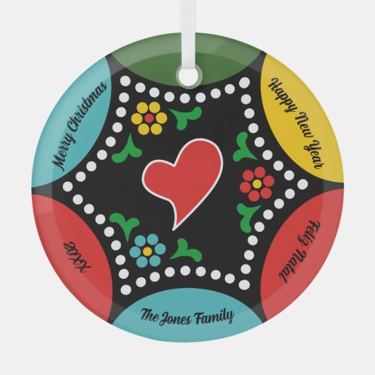 ポルトガル語（心）のクリスマスパーティーとギフト ガラスオーナメント (正面)