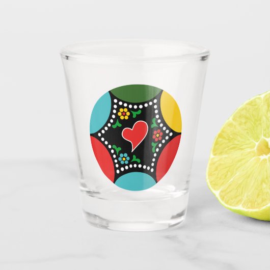 ポルトガル語(心)のクリスマスパーティーとギフト ショットグラス (正面)