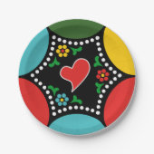 ポルトガル語(心)のクリスマスパーティーとギフト ペーパープレート (正面)