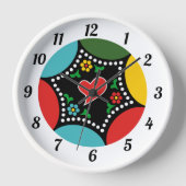 ポルトガル語(心)のクリスマスパーティーとギフト 壁時計 (正面)