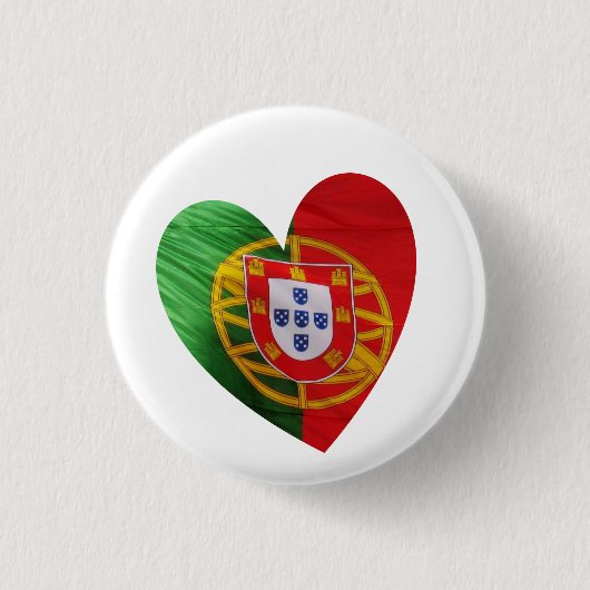 ポルトガル語: 旗及びハート 缶バッジ (正面)