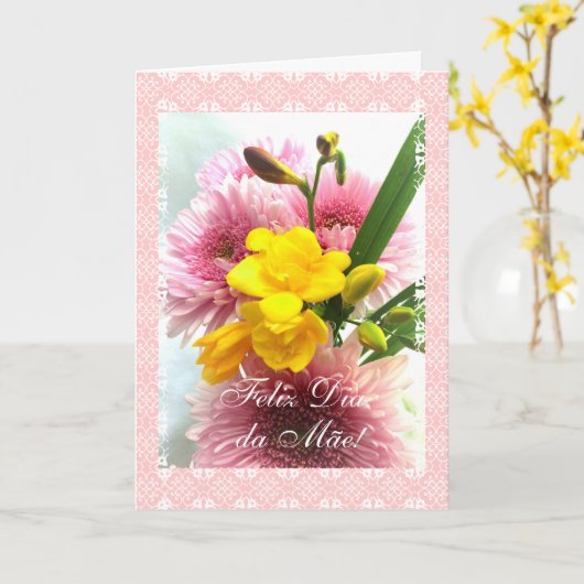 ポルトガル語: 母の日/Dia da Mãe カード (黄色い花)