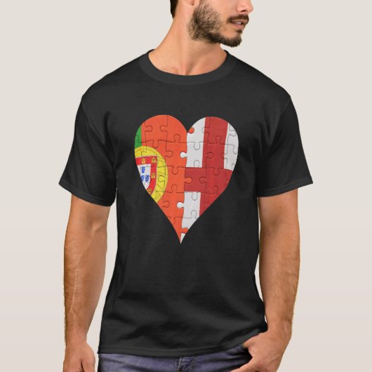 ポルトガル語（英語）国旗のハート Tシャツ (正面)
