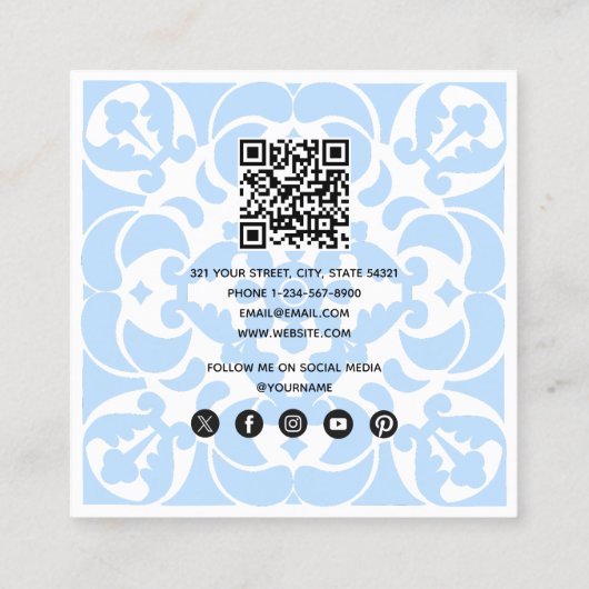 ポルトガル語(青スペインの地中海の) スクエア名刺 (裏面)