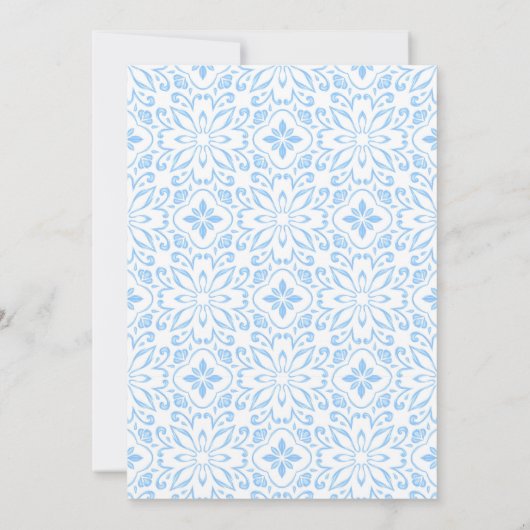 ポルトガル語(青)アズレジョのタイル・リリー16誕生日 招待状 (裏面)