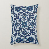 ポルトガル語（青）アズレホスフローラタイル模様 アクセントクッション (正面(垂直))