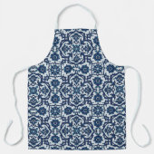 ポルトガル語（青）アズレホスフローラタイル模様 エプロン (正面)