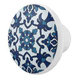 ポルトガル語（青）アズレホスフローラタイル模様 セラミックノブ