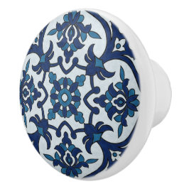 ポルトガル語（青）アズレホスフローラタイル模様 セラミックノブ