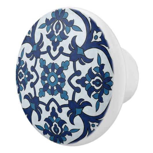 ポルトガル語（青）アズレホスフローラタイル模様 セラミックノブ (右)
