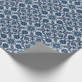 ポルトガル語（青）アズレホスフローラタイル模様 ラッピングペーパー (角)