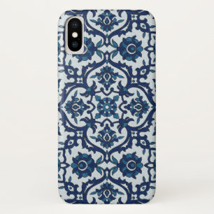 ポルトガル語(青)アズレホスフローラタイル模様 iPhone X ケース