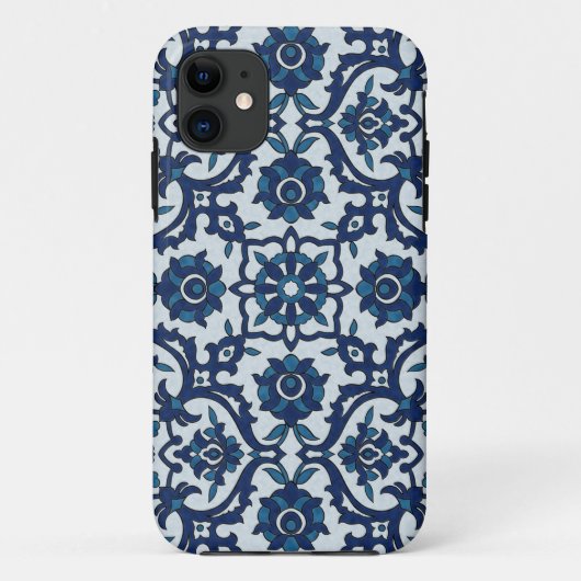 ポルトガル語（青）アズレホスフローラタイル模様 Case-Mate iPhoneケース (裏面)