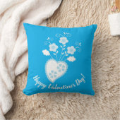 ポルトガル語（青）ロマンチックハート クッション (ブランケット)