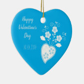 ポルトガル語（青）ロマンチックハート セラミックオーナメント (右)