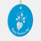 ポルトガル語（青）ロマンチックハート セラミックオーナメント (右)