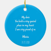 ポルトガル語（青）ロマンチックハート セラミックオーナメント (裏面)