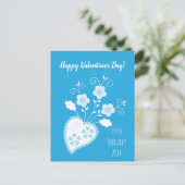 ポルトガル語（青）ロマンチックハート ポストカード (スタンド正面)