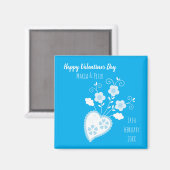 ポルトガル語（青）ロマンチックハート マグネット (正面/裏面)