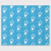 ポルトガル語（青）ロマンチックハート ラッピングペーパー (フラット)