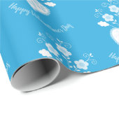 ポルトガル語（青）ロマンチックハート ラッピングペーパー (ロールコーナー)