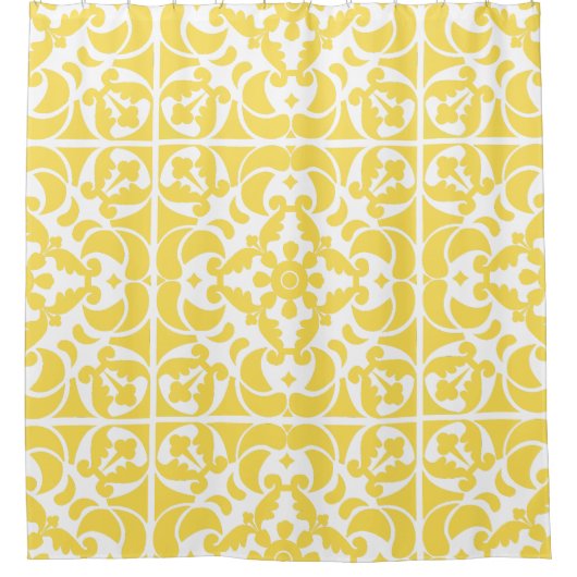 ポルトガル語(黄色スペインの地中海の) シャワーカーテン (正面)