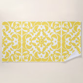 ポルトガル語(黄色スペインの地中海の) ビーチタオル (正面)