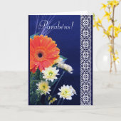 ポルトガル語: Parabéns! ハッピーバースデーのデイジー カード (黄色い花)