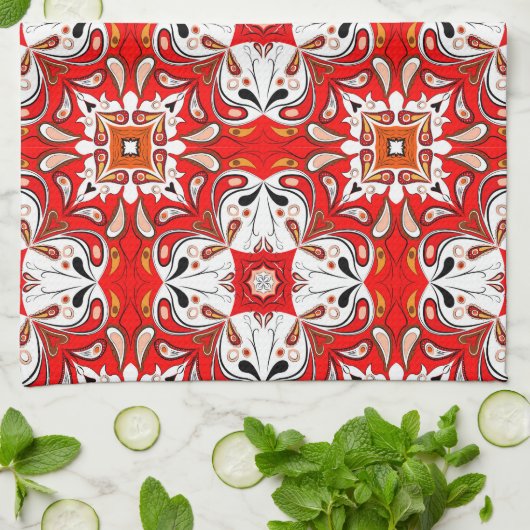 ポルトガル陶磁器タイル模様 キッチンタオル (折り畳み)