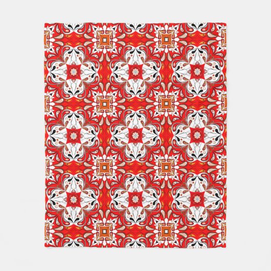 ポルトガル陶磁器タイル模様 フリースブランケット (正面)