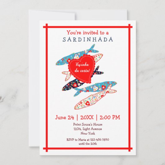 ポルトガル風のサバの家パーティー招待 (正面)